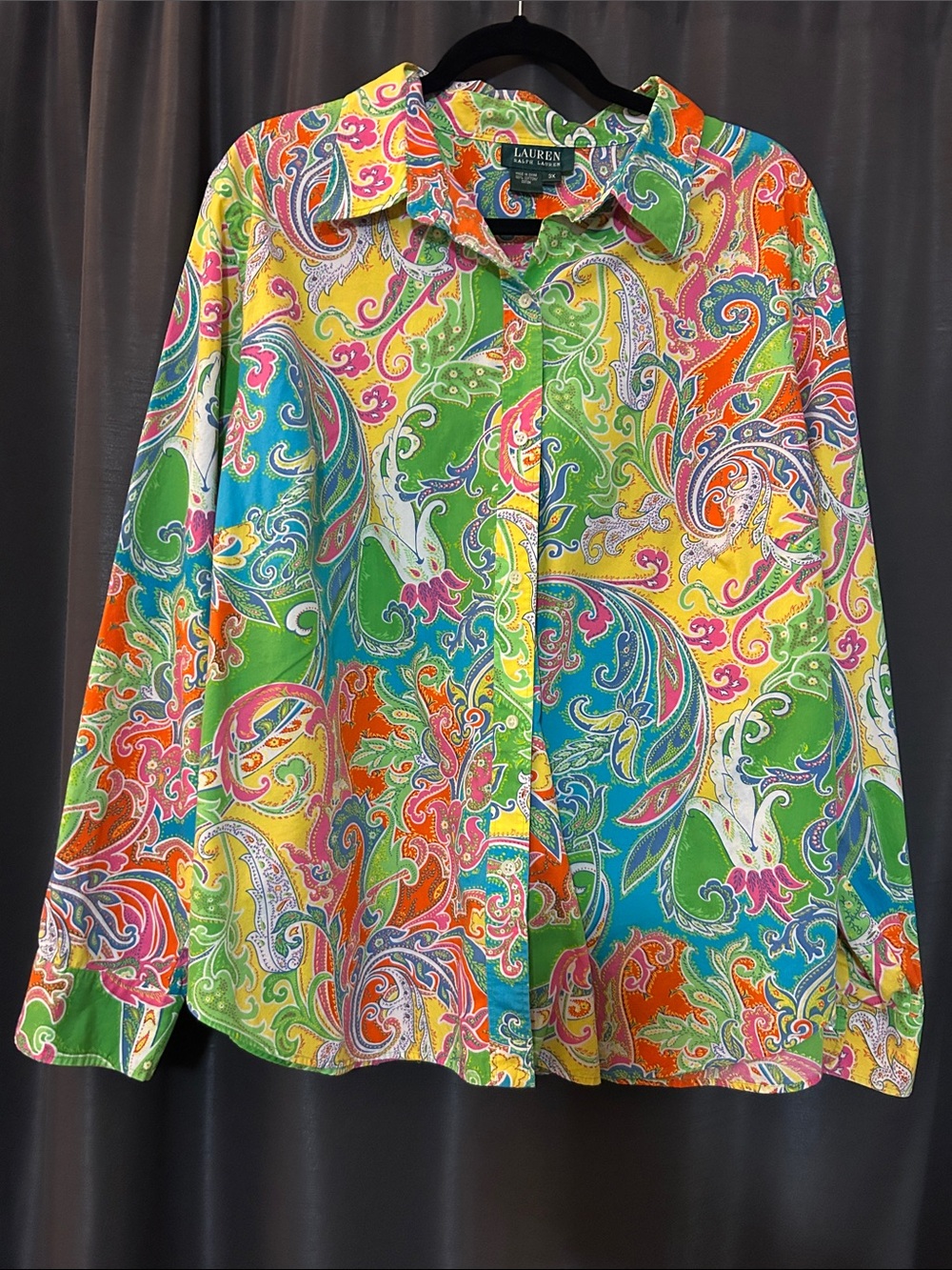 Lauren Ralph Lauren Vibrant Multicolor Paisley Button-Down Shirt